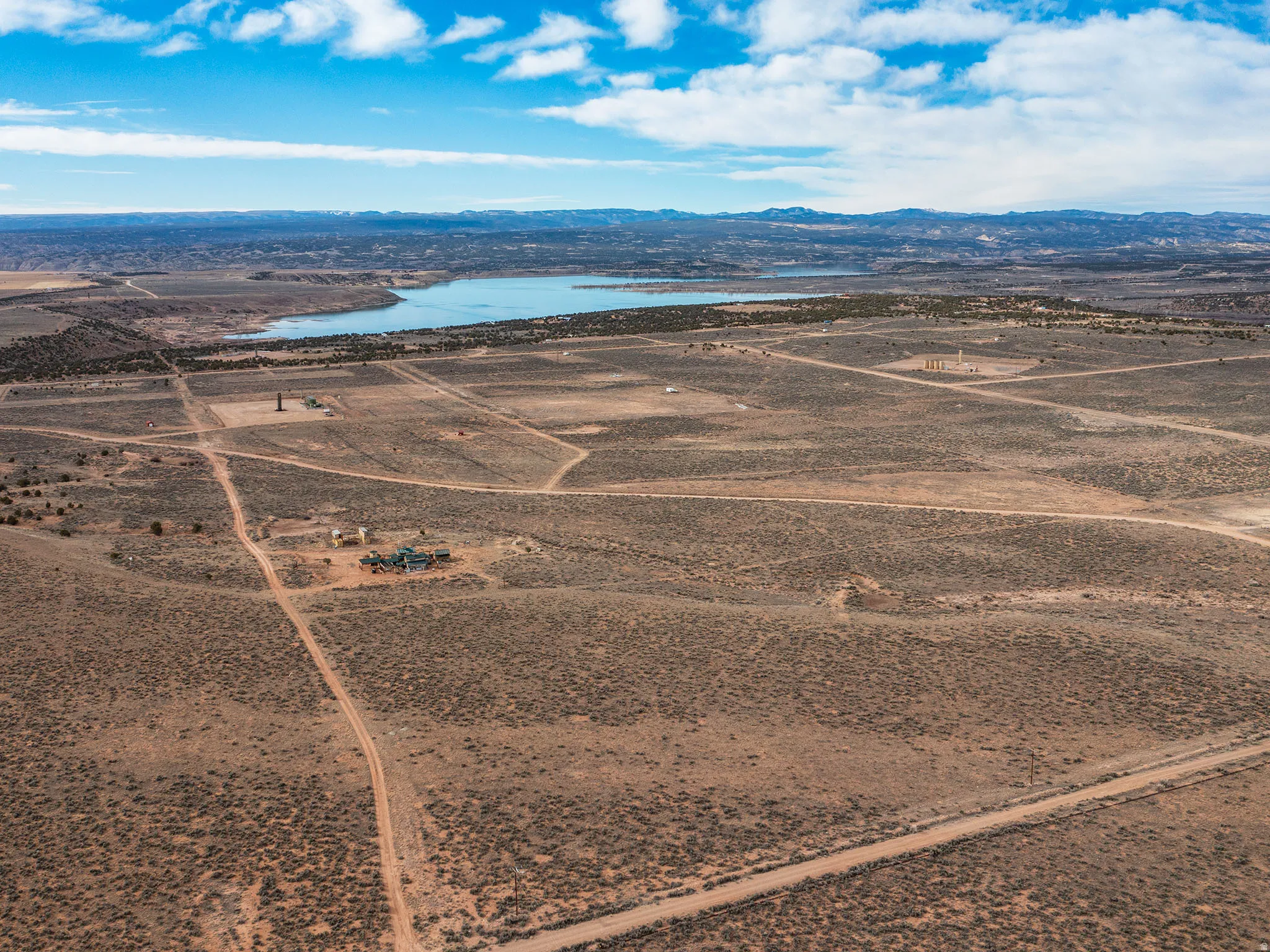 Drone / aerial view of a water and mountain view