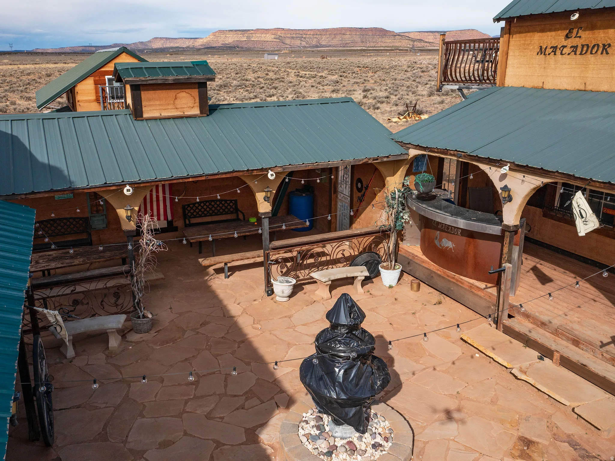 View of patio / terrace with a mountain view