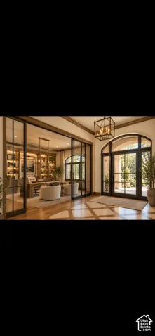 AI enhanced to show office concept with glass wall and new front door.