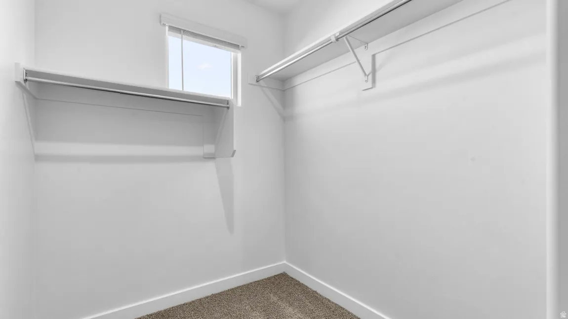 Walk in closet with carpet flooring