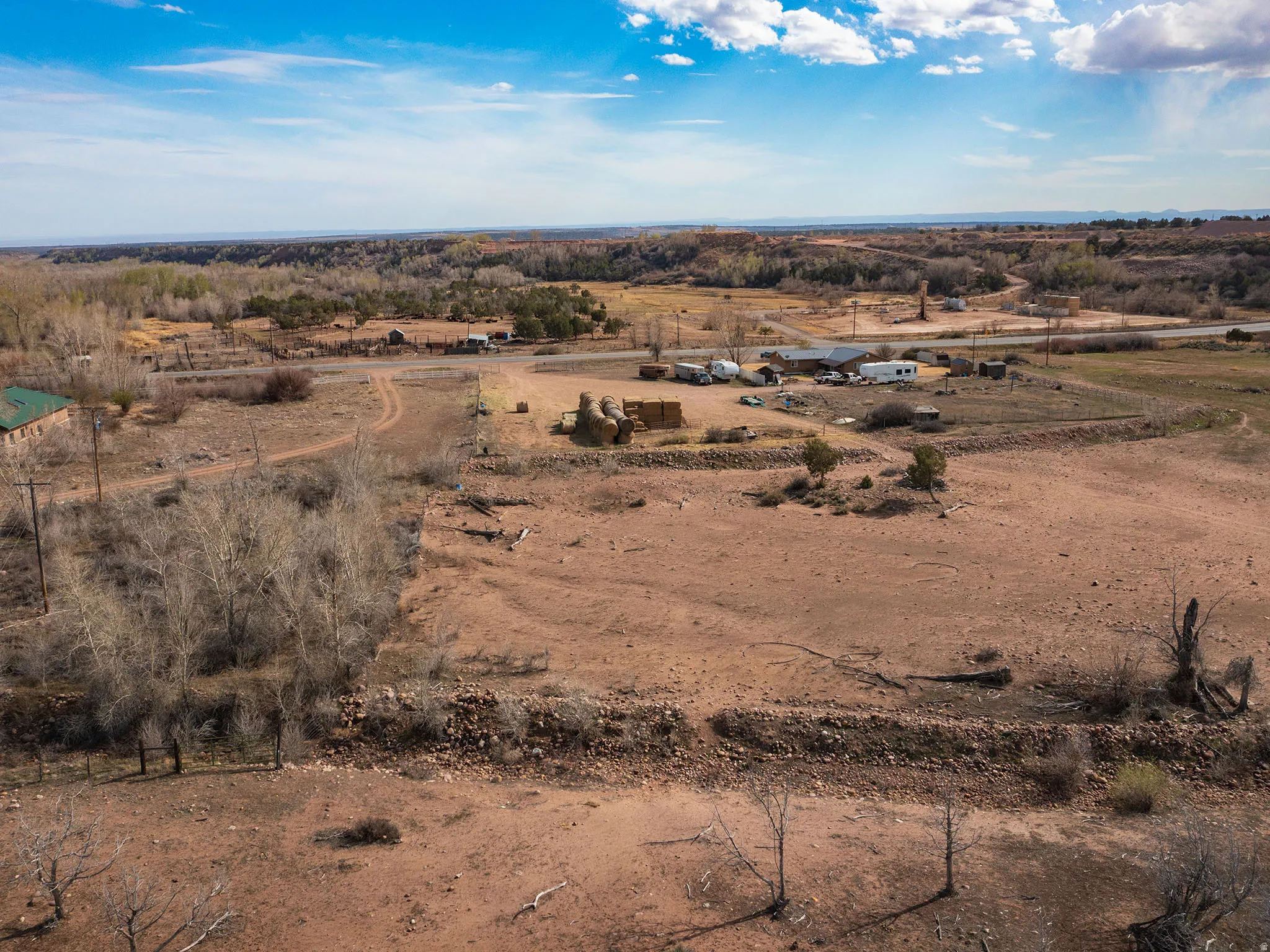 Aerial view of sparsely populated area