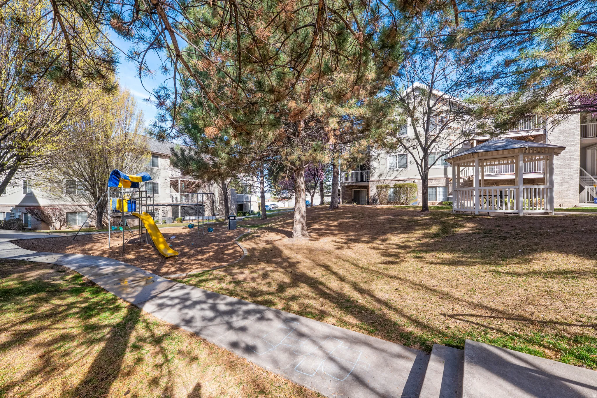 View of grassy yard with a gazebo