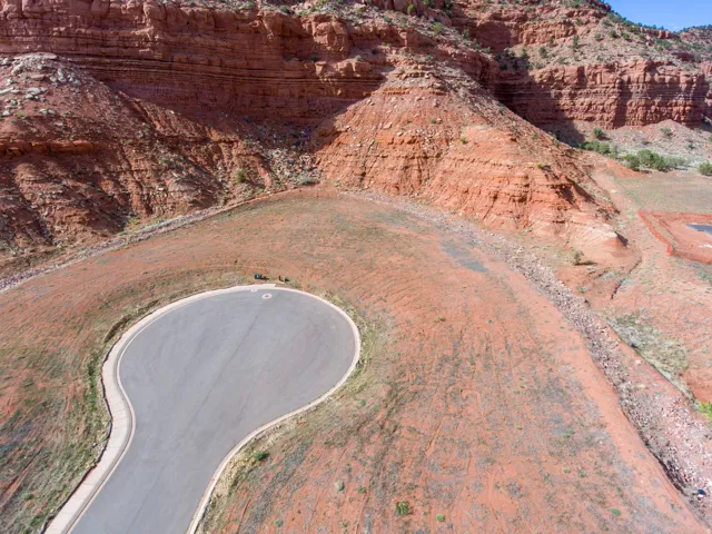 Bird's eye view of a mountainous background