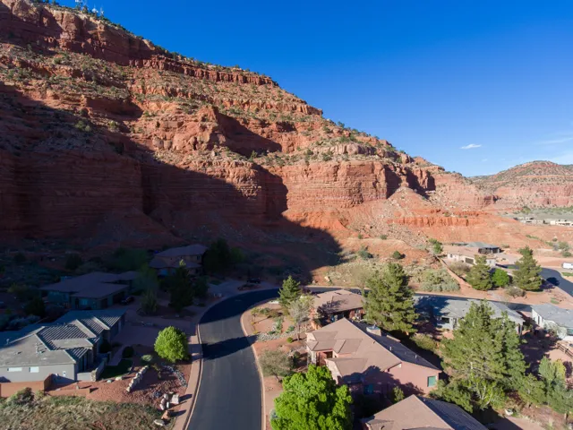View of mountain background with nearby suburban area