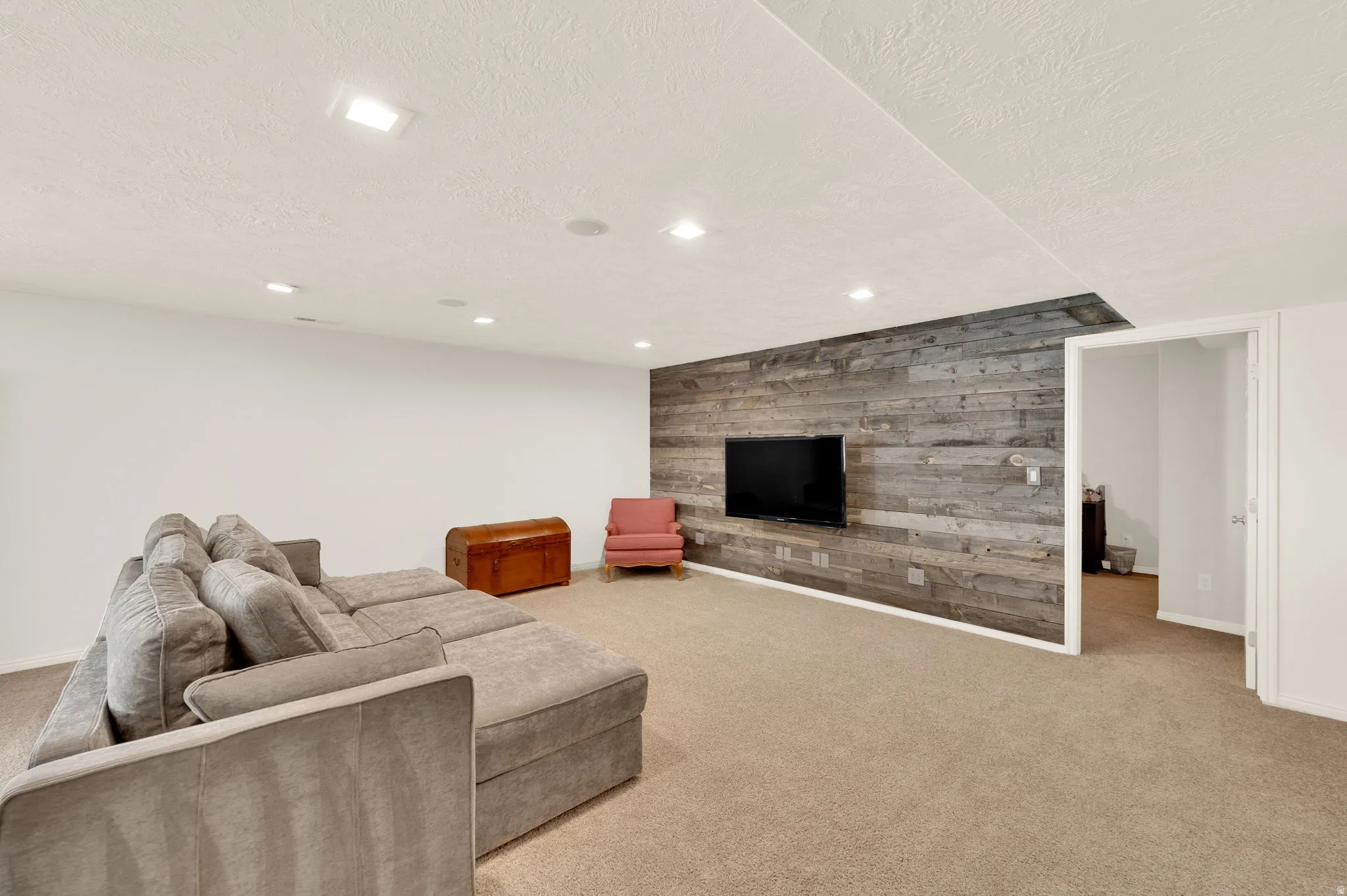 Rec room living area featuring surround sound