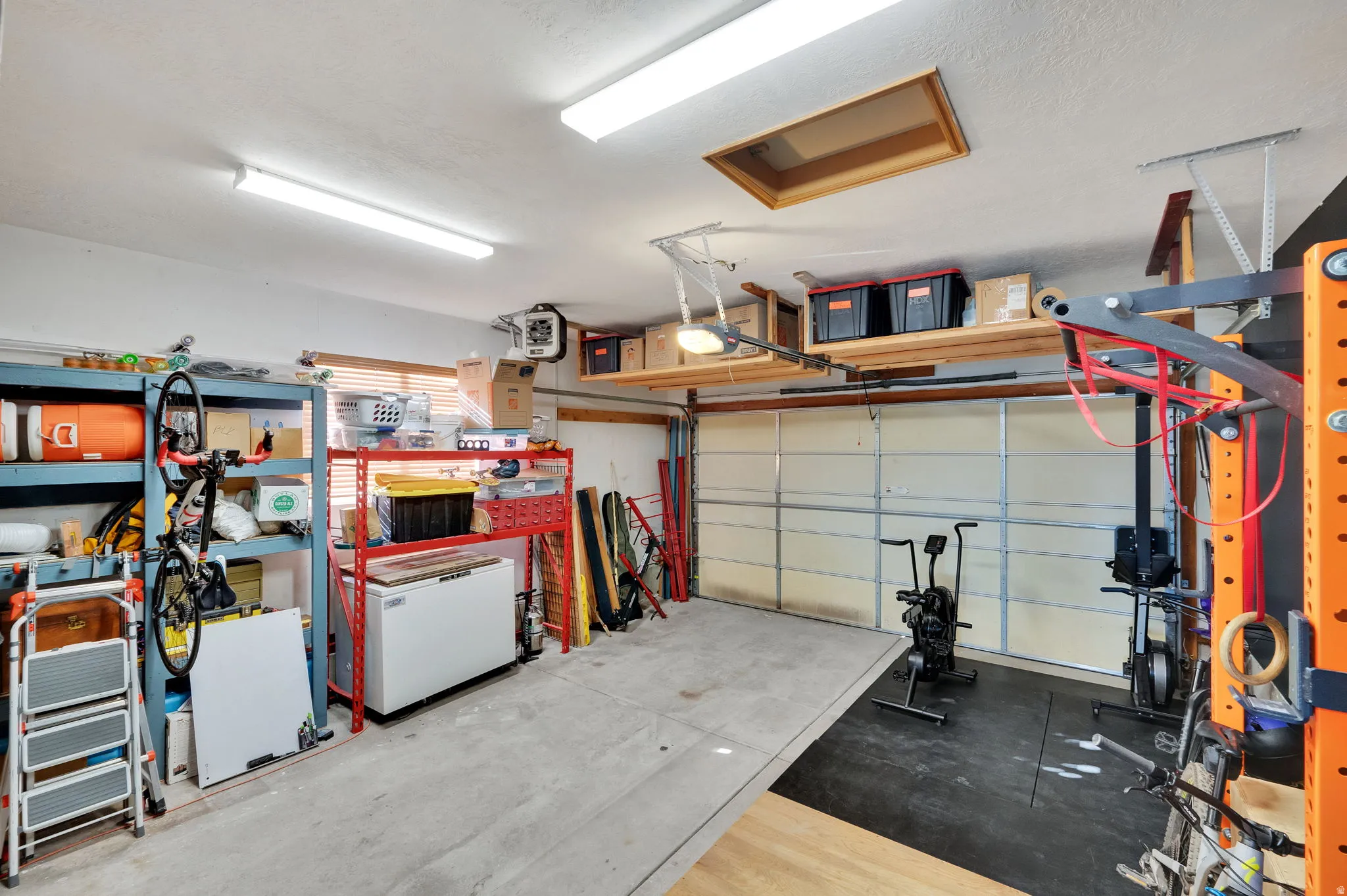 Garage with a heating unit