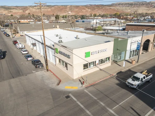 Aerial view of a commercial property