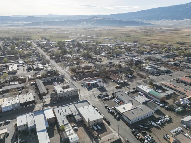 Aerial view of a commercial property