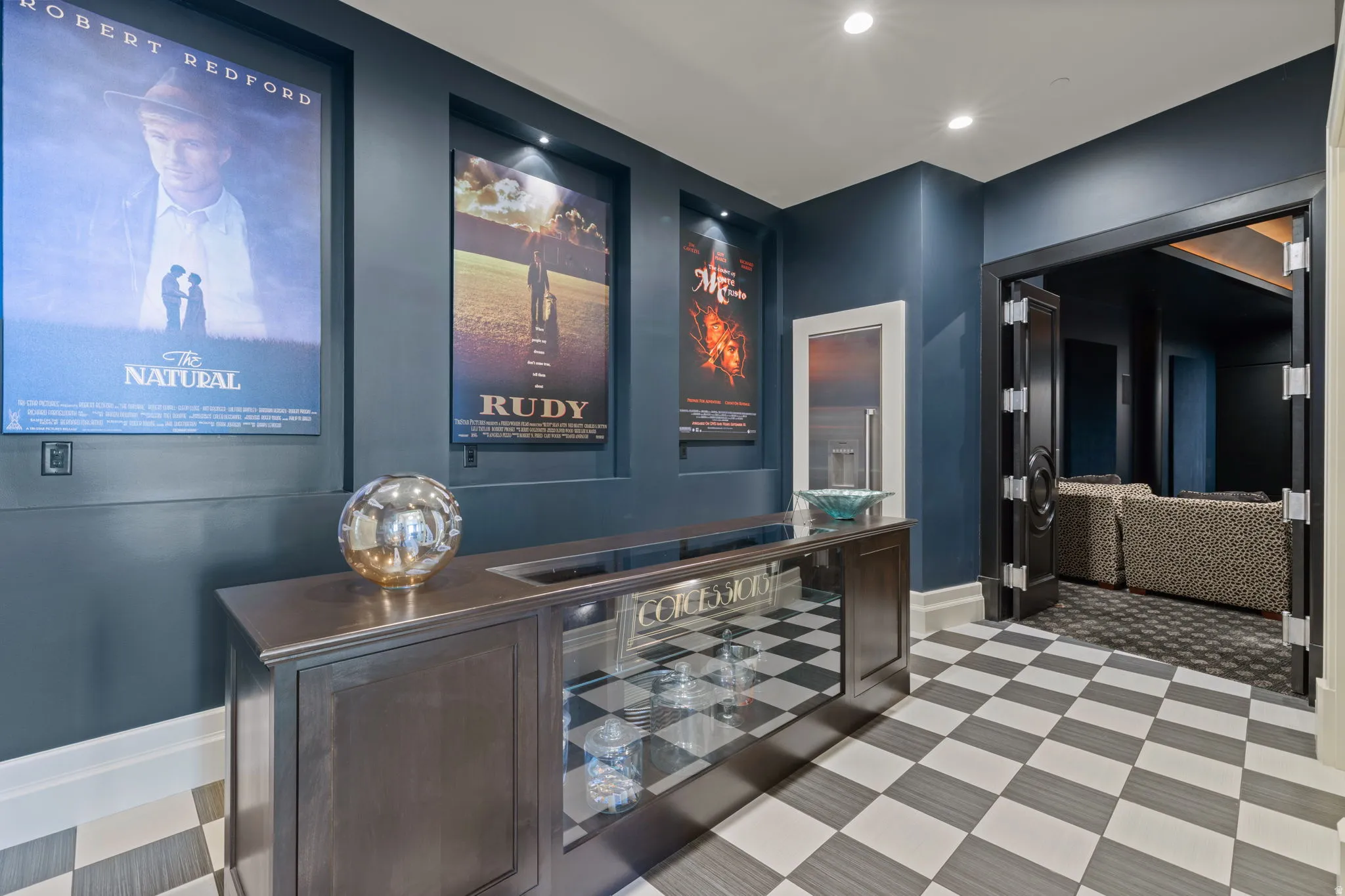 Bar area featuring recessed lighting