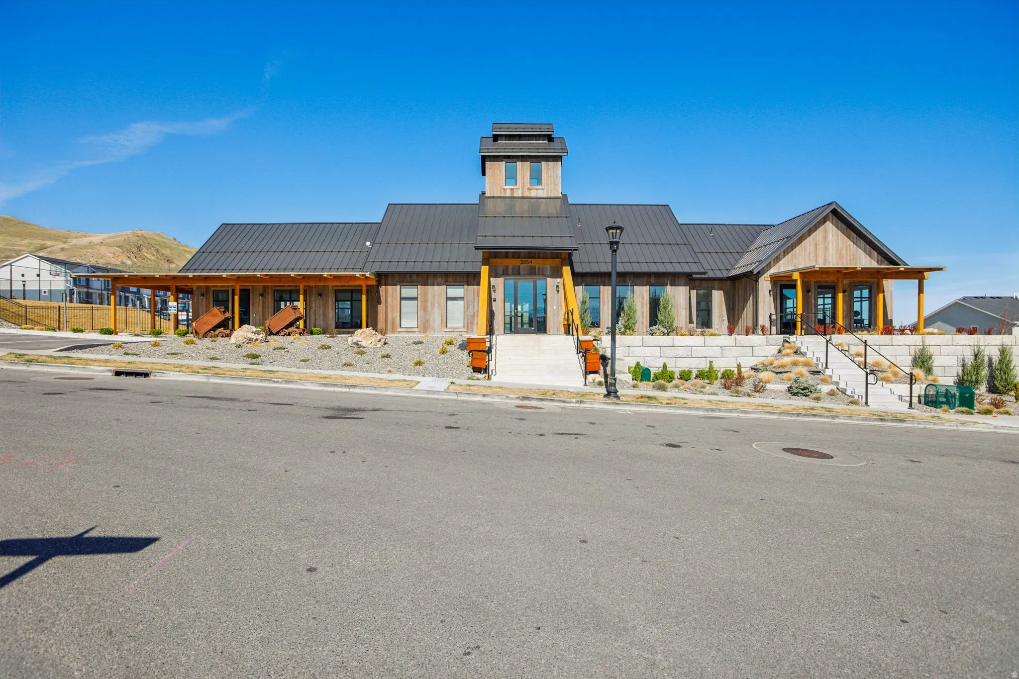 View of front of property with a standing seam roof