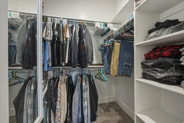 Walk in closet with carpet