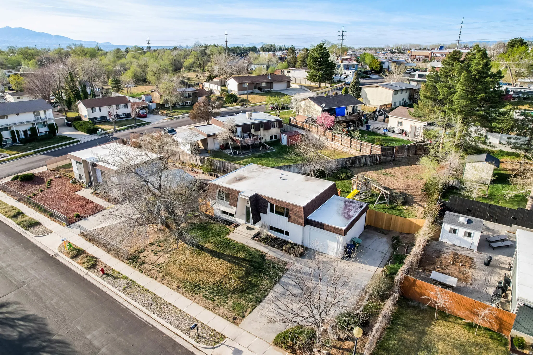 Aerial view of residential area