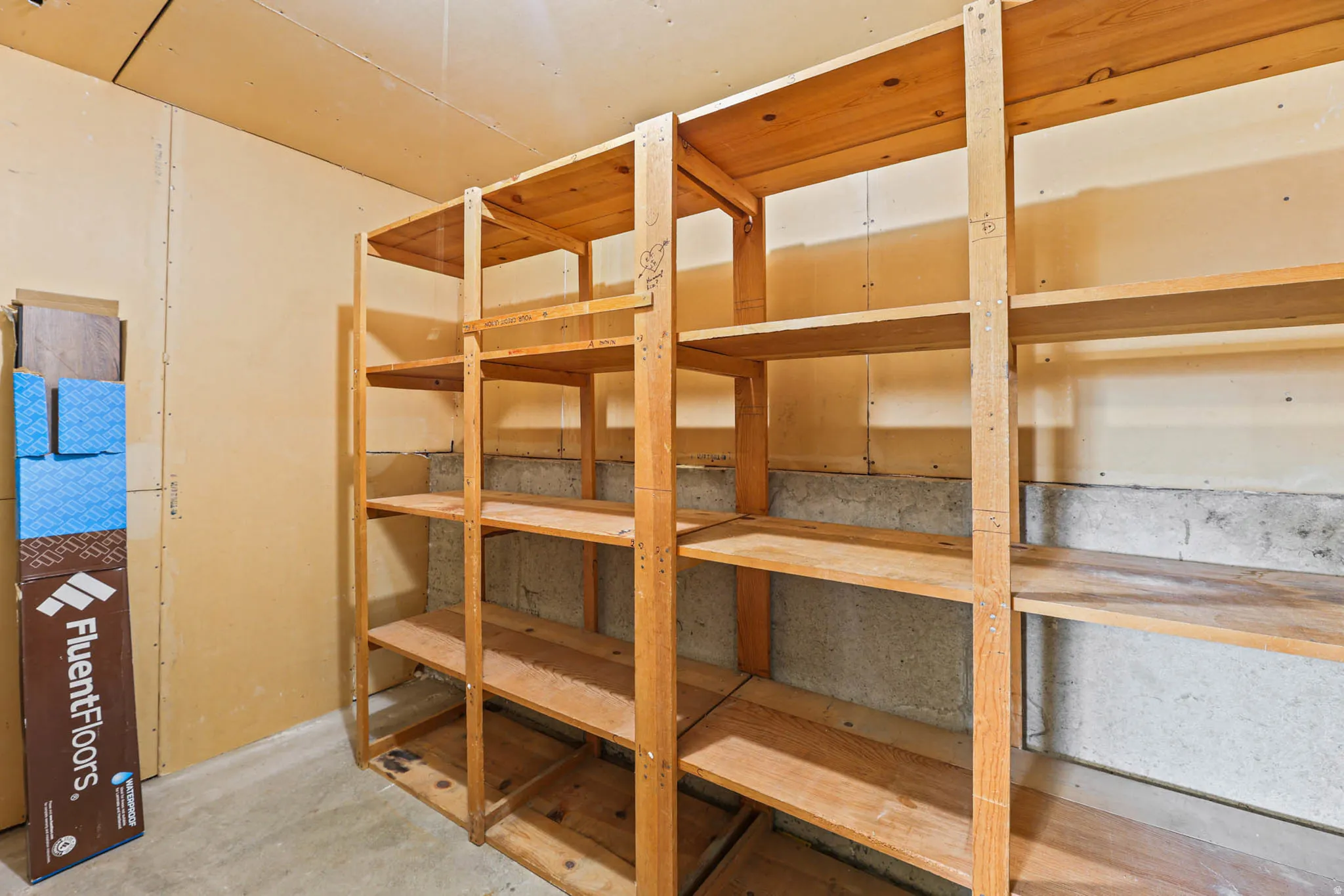 View of storage room located off family room