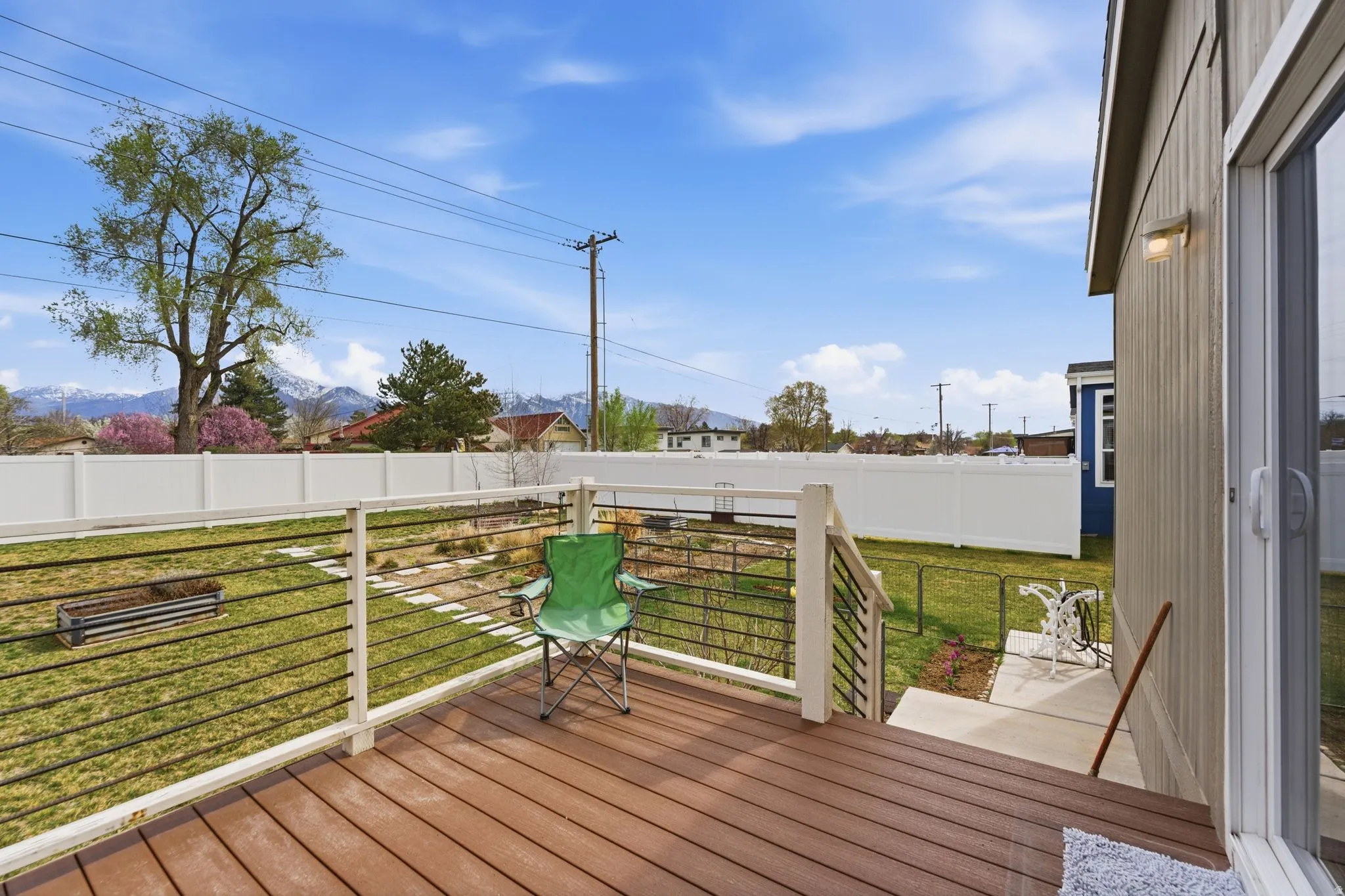 Wooden deck featuring a fenced backyard