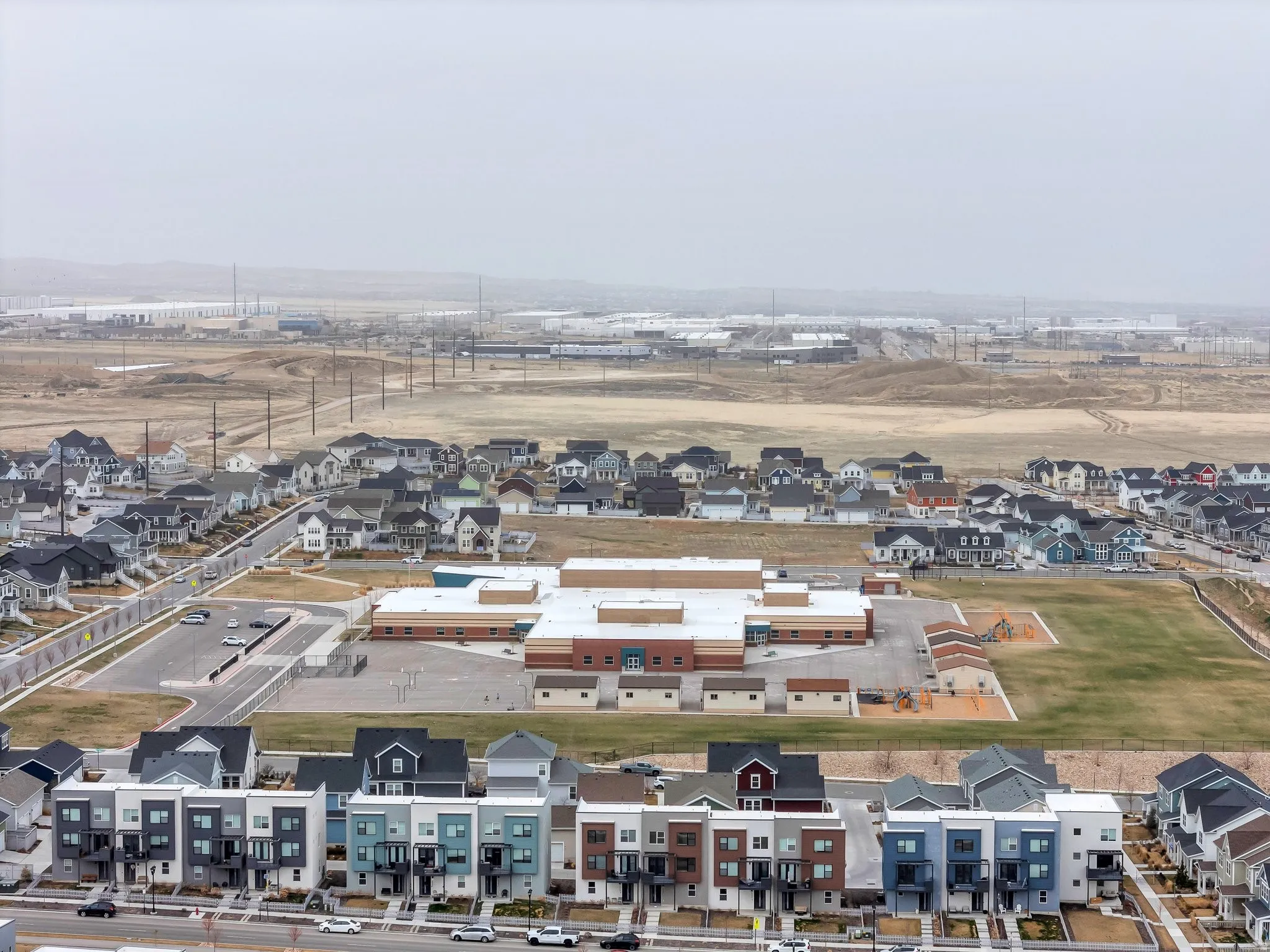 Aerial view of residential area