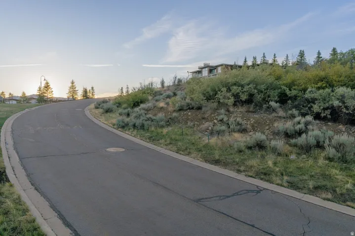 View of asphalt street with curbs