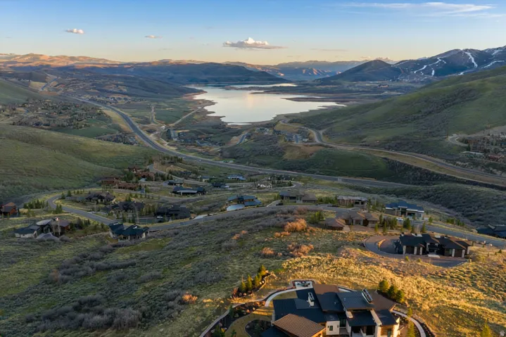 View of mountain background with a large body of water