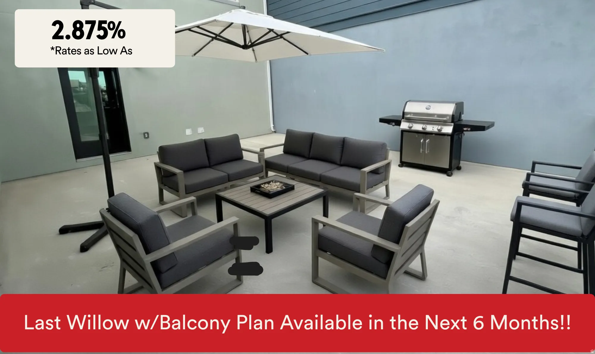 View of patio featuring grilling area and outdoor furniture