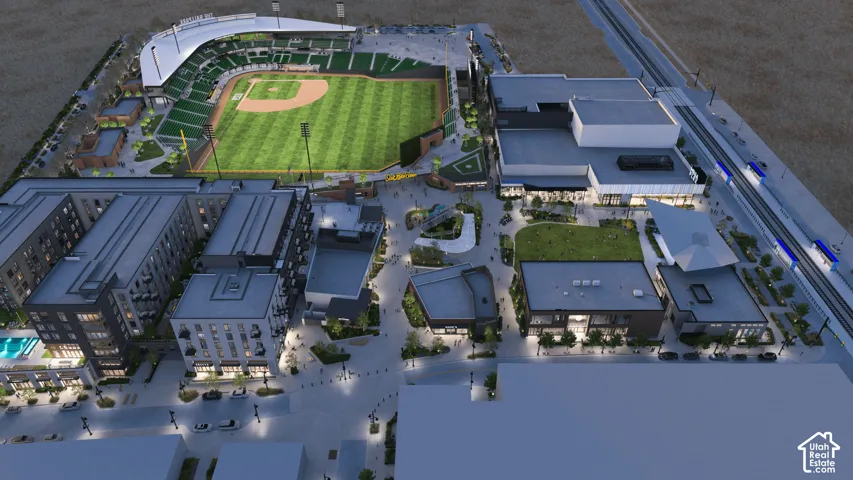 Drone / aerial view Bees Stadium.