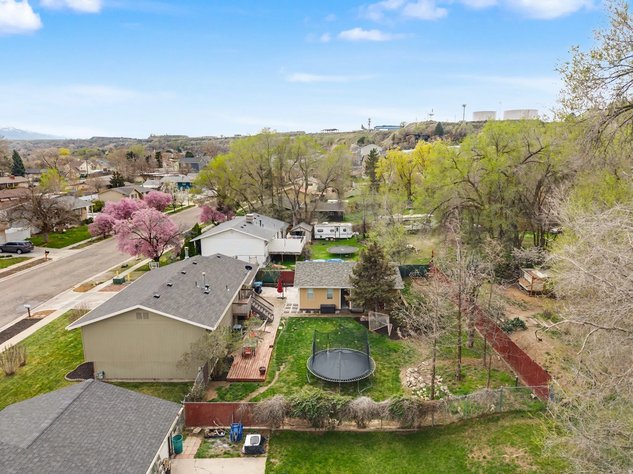 Aerial perspective of suburban area