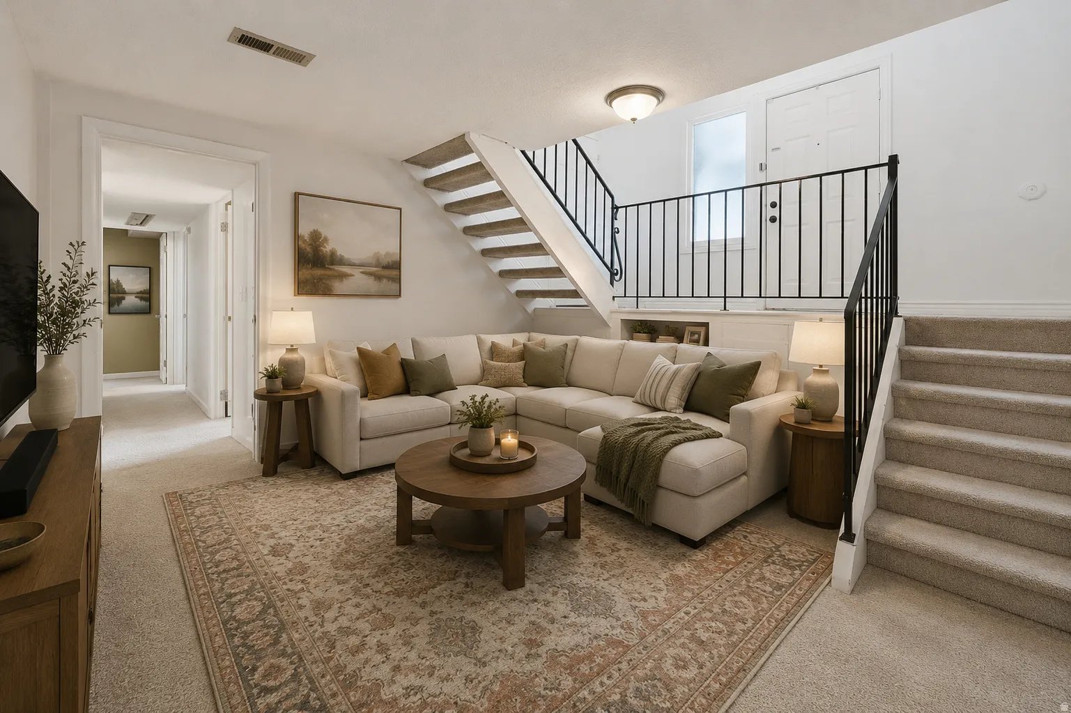 *VIRTUALLY STAGED BASEMENT FAMILY ROOM*