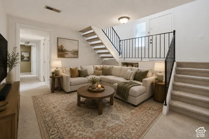 *VIRTUALLY STAGED BASEMENT FAMILY ROOM*