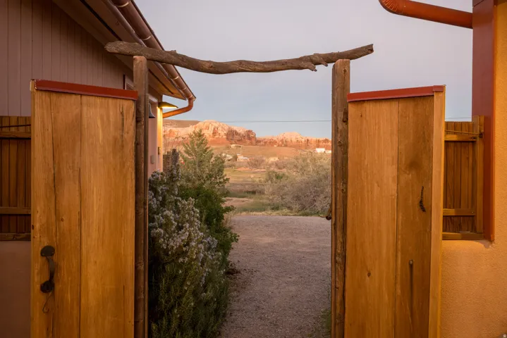 Gate with a mountain view