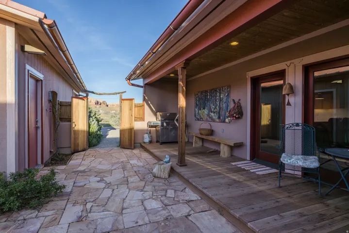 View of patio with grilling area