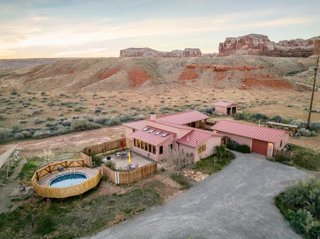 Aerial view at dusk