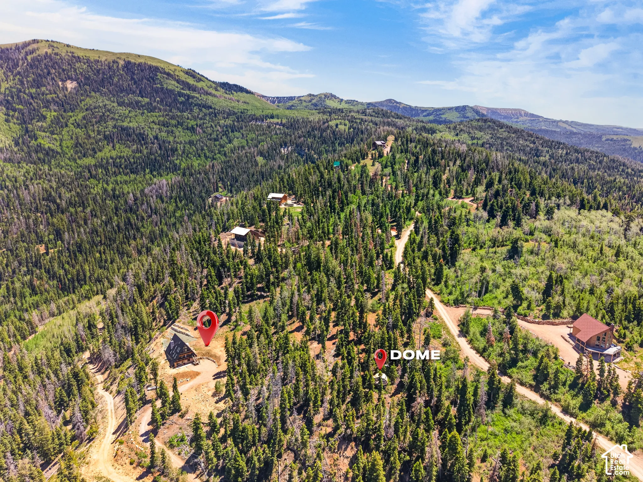 Mountainous terrain featuring dense evergreen and deciduous trees