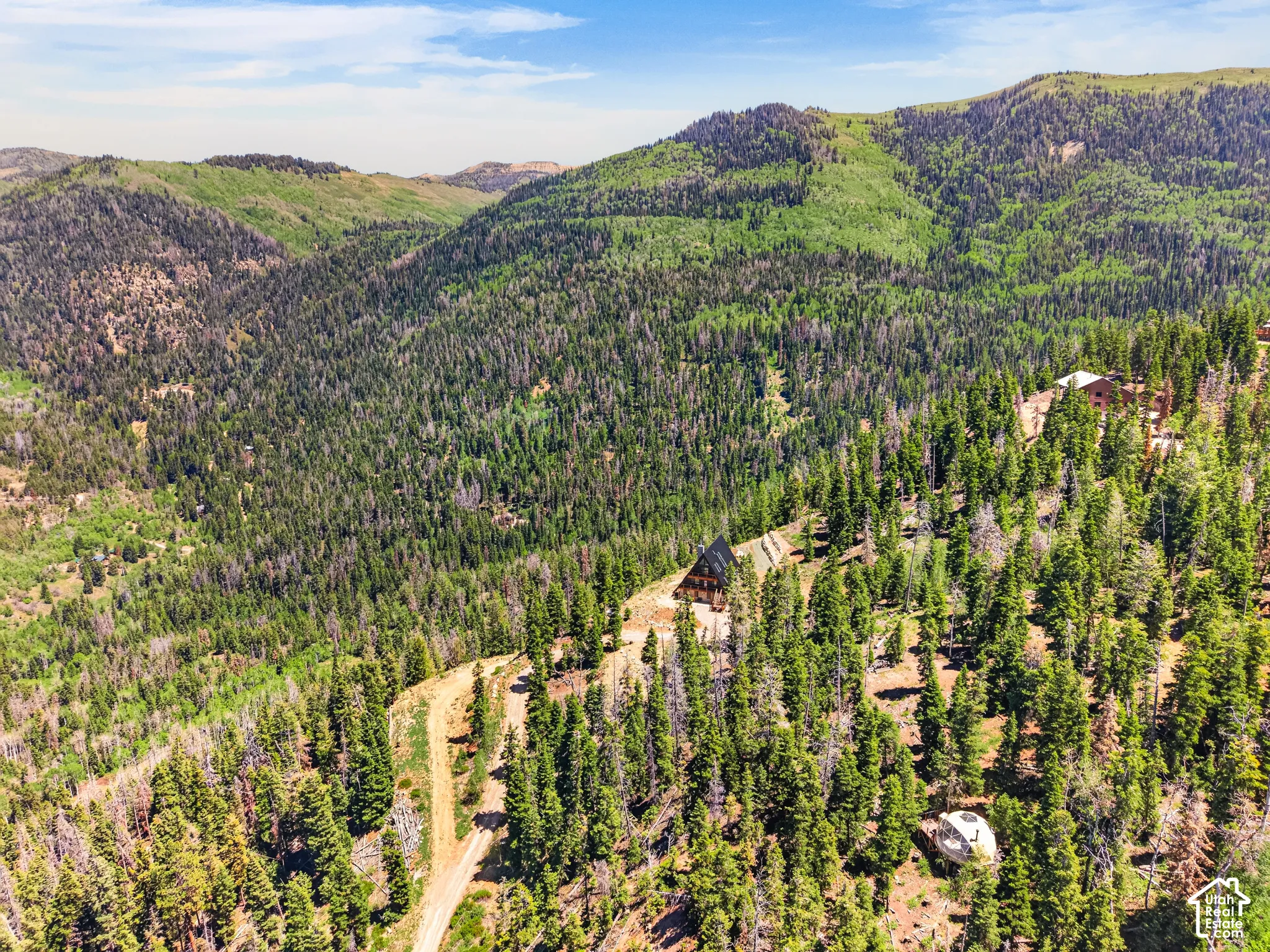 Sprawling mountain landscape featuring extensive tree coverage