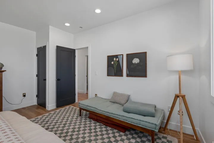 Bedroom featuring light wood-style floors and recessed lighting
