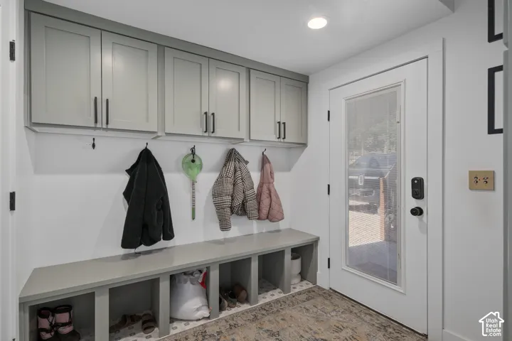Mudroom featuring recessed lighting