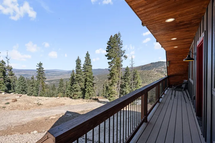 Wooden deck with a mountain view