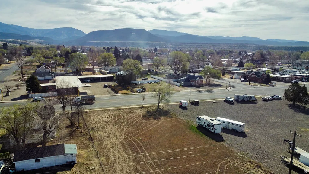 Bird's eye view of a mountain backdrop