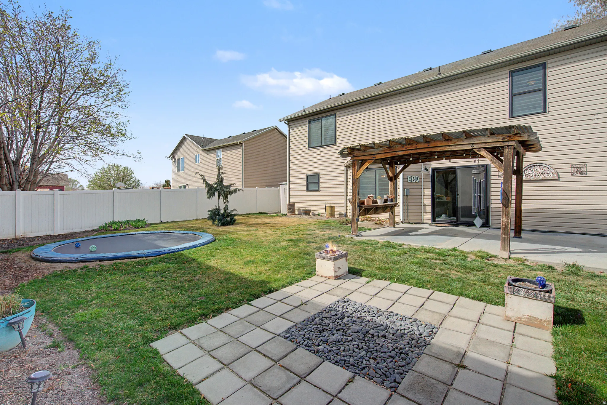 Fun firepit and awesome pergola