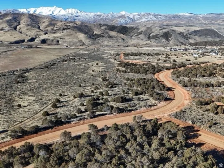 Bird's eye view of a mountain backdrop