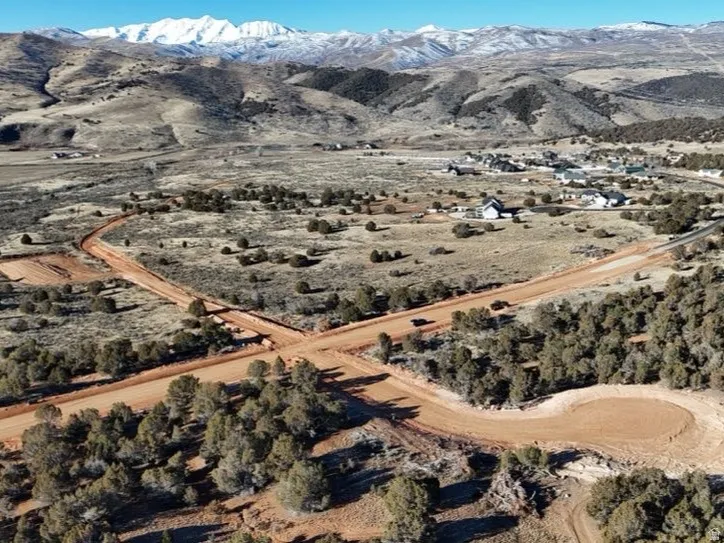 Aerial view of a mountainous background