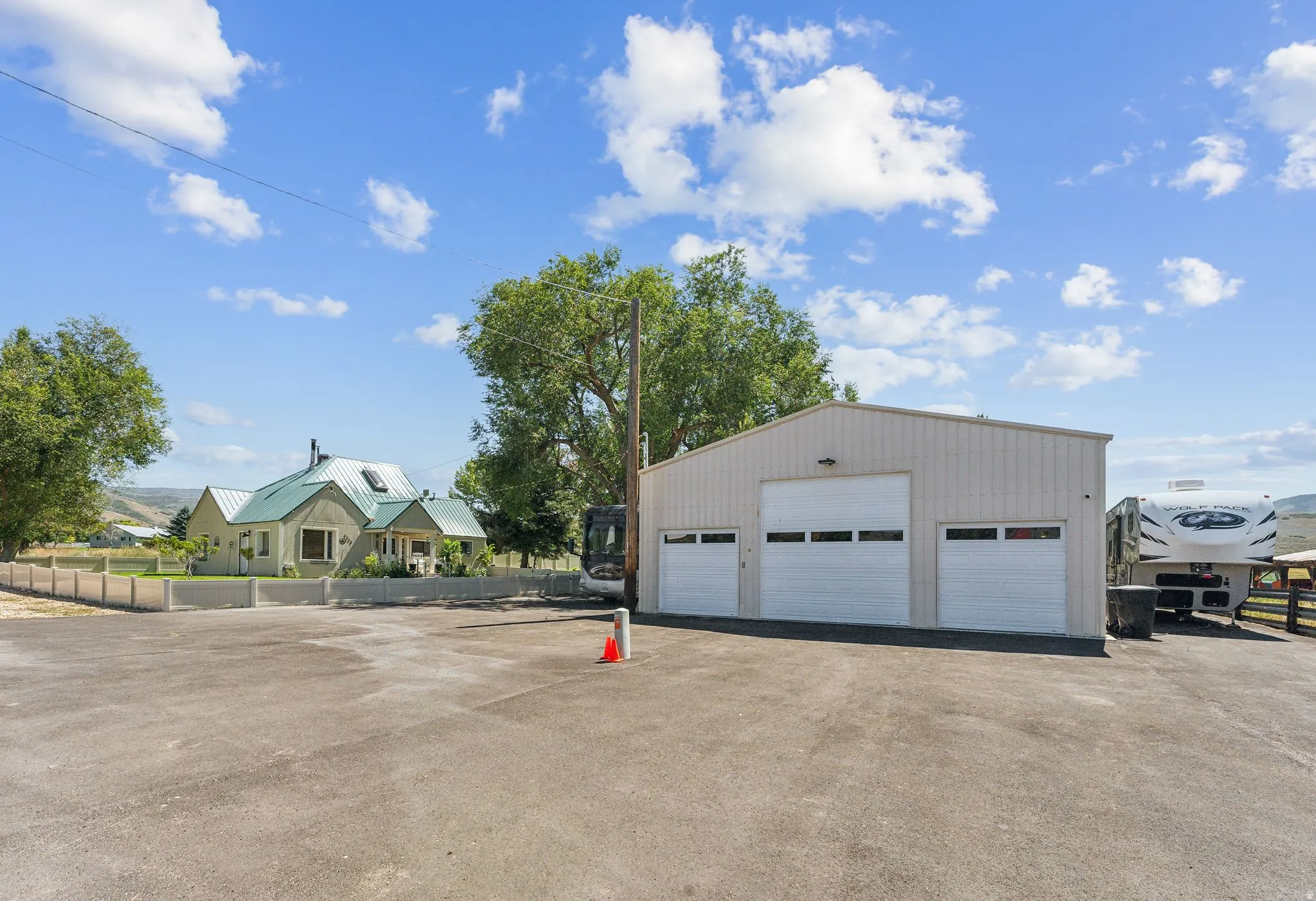 View of detached garage