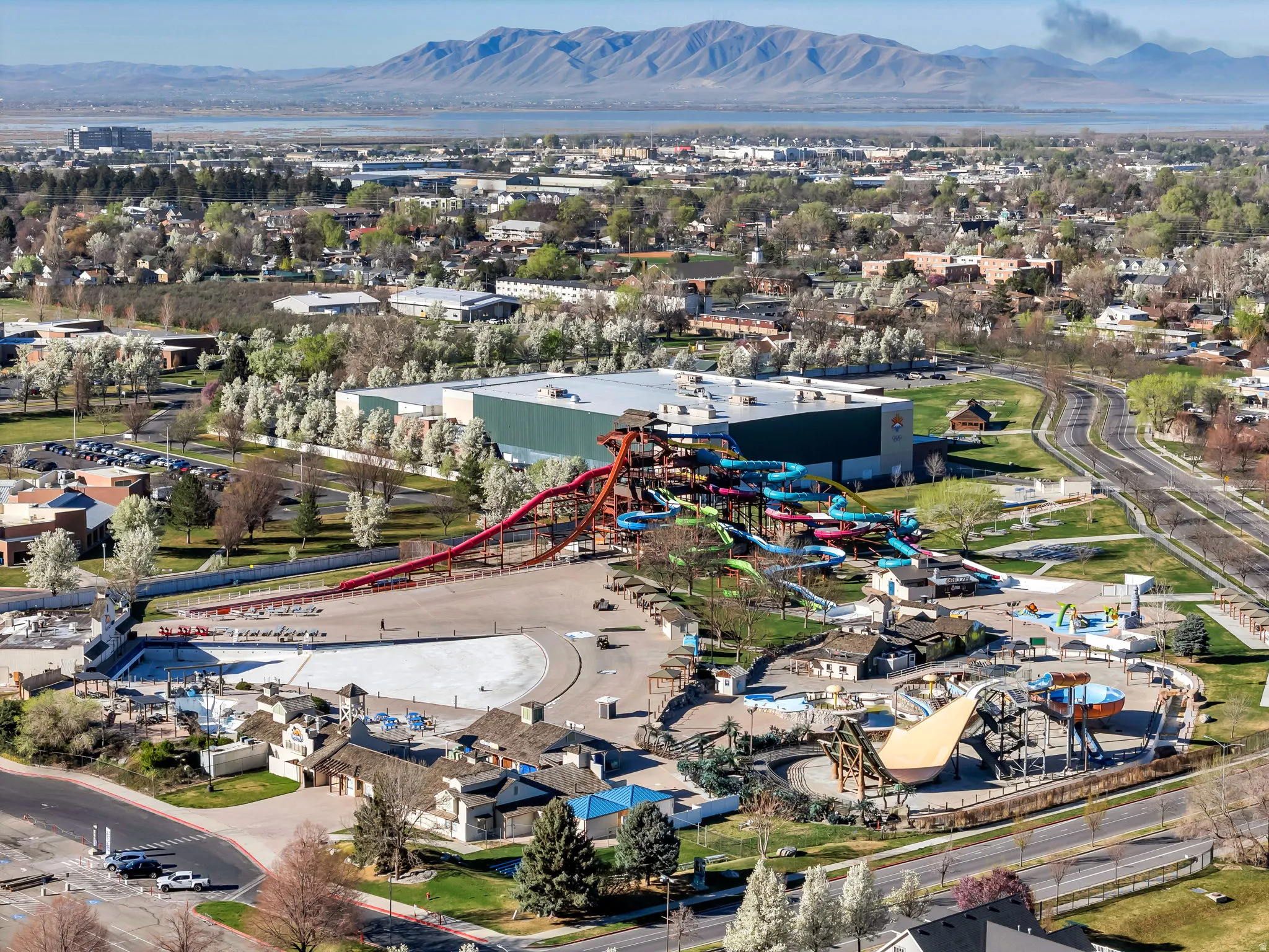 Drone / aerial view of a mountain backdrop