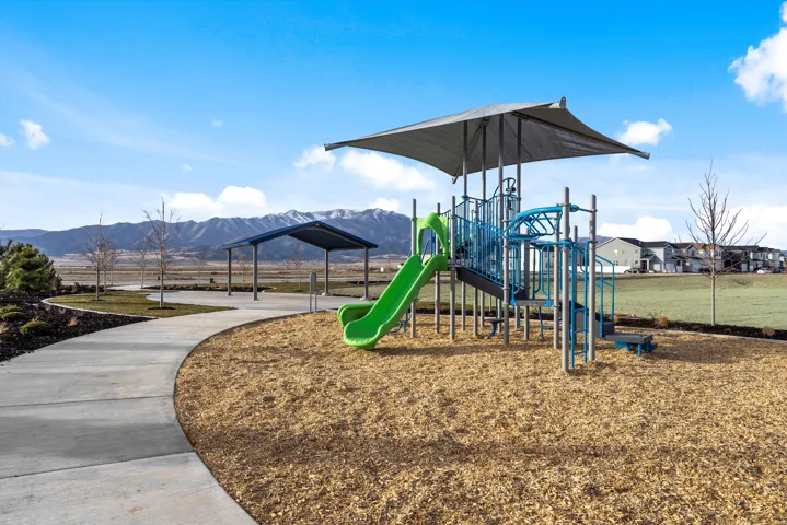 Community play area featuring a mountain view
