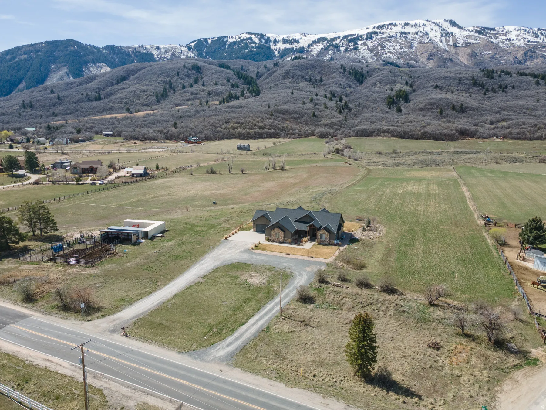 View of rural area with a mountain backdrop
