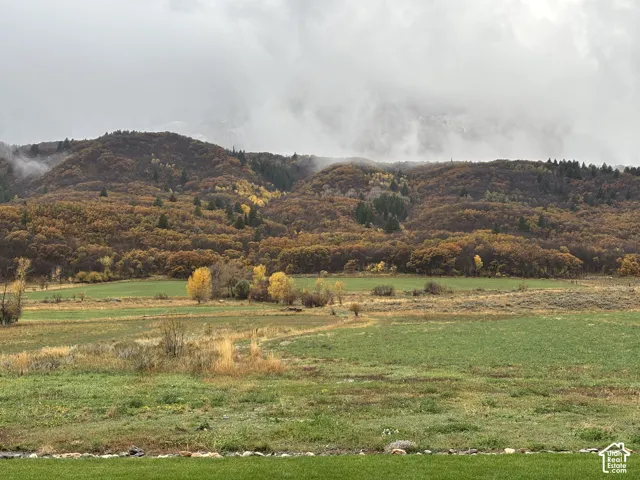 View of mountain background with rural Fall landscape