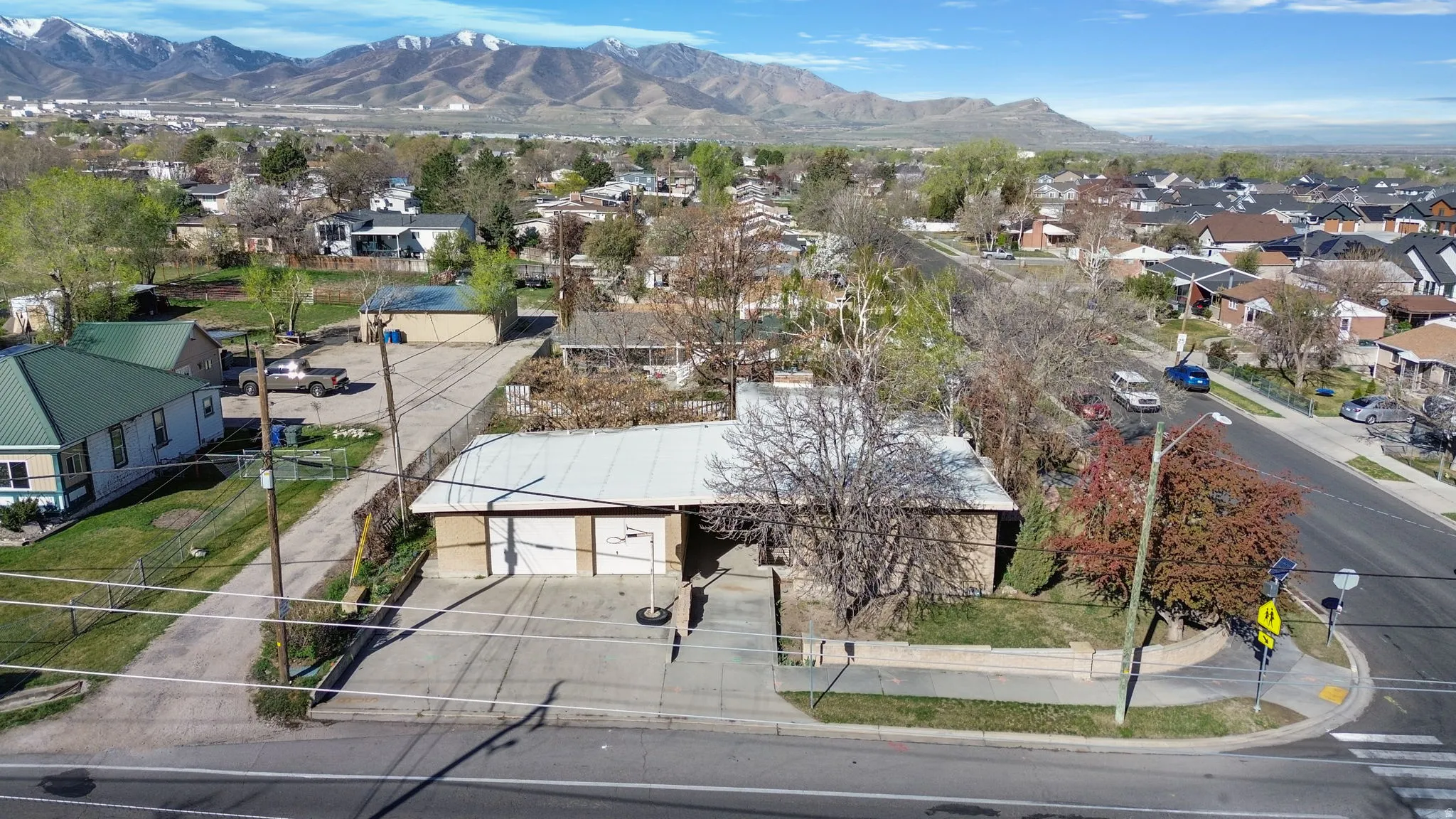 Aerial view of home's east side.