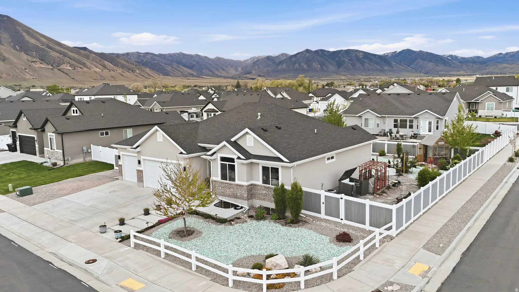 Mountain view featuring nearby suburban area