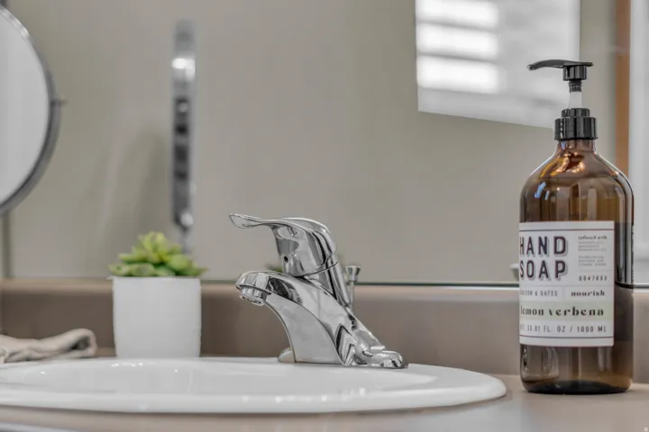 Bathroom view of a sink