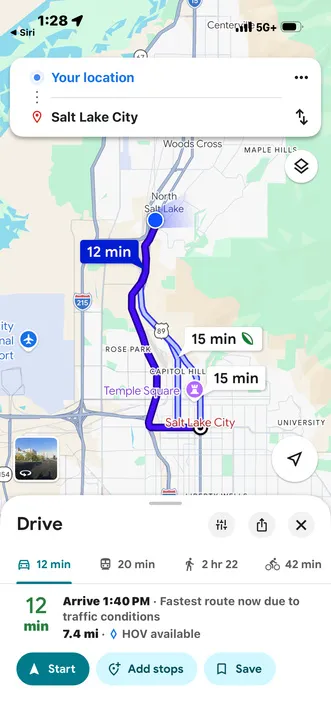 Map to downtown SLC