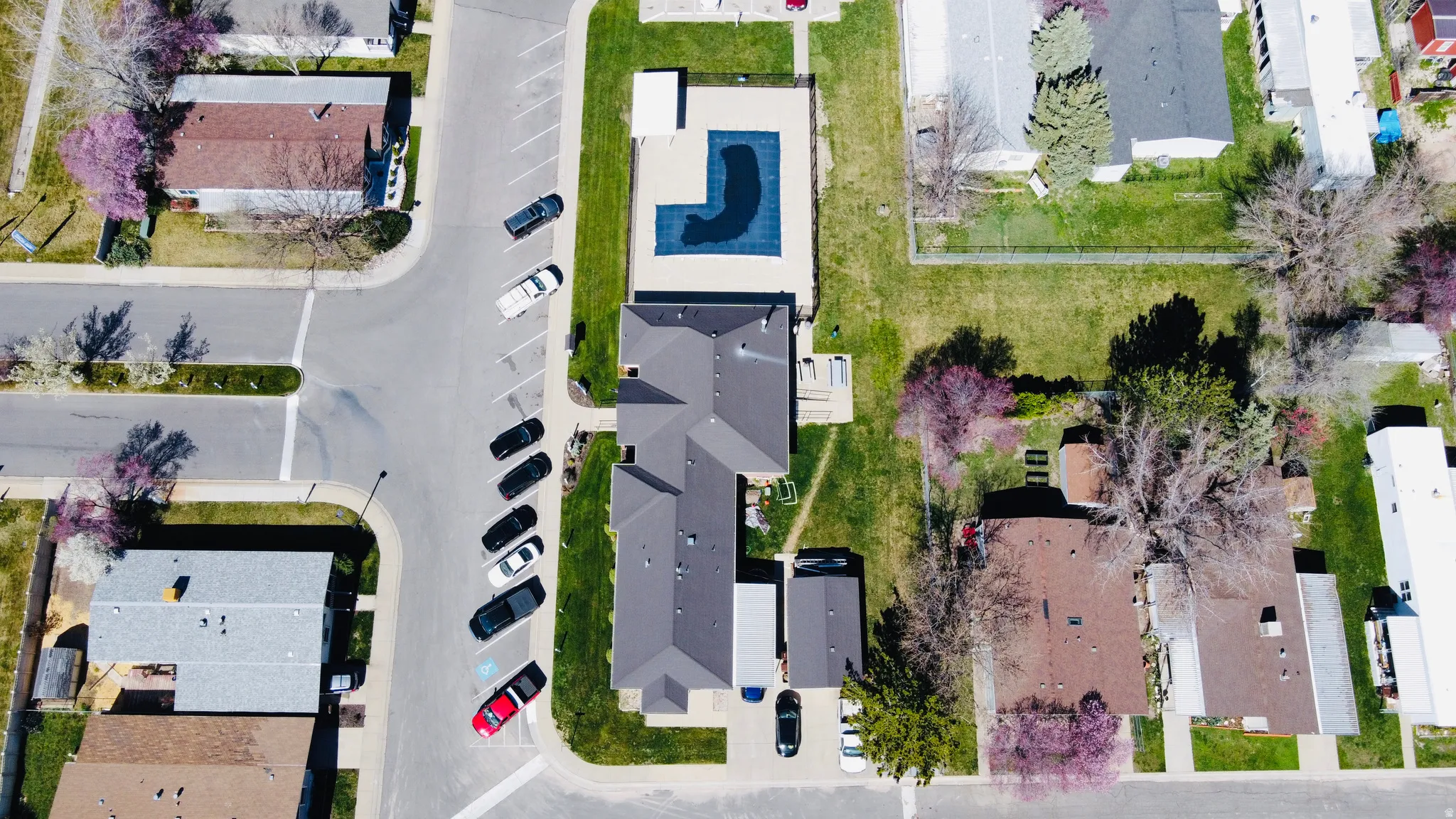 Aerial view of residential area