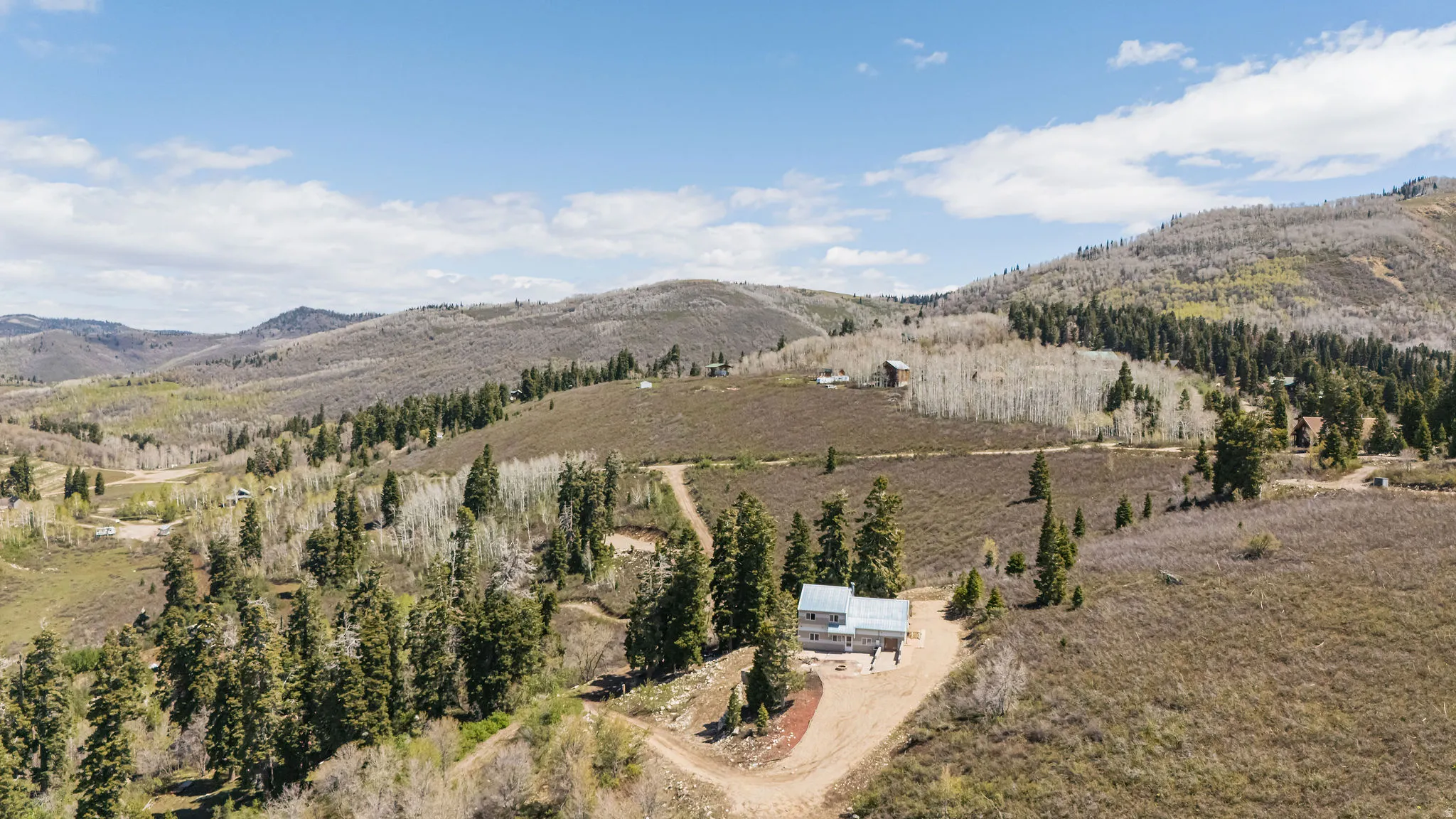 This cabin is perched high up on the hill