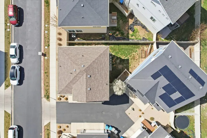 Aerial perspective of suburban area